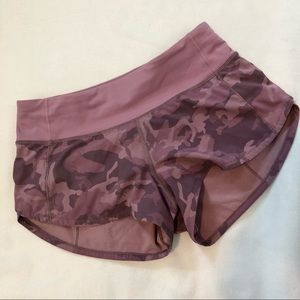 Lululemon pink camo speed up shorts